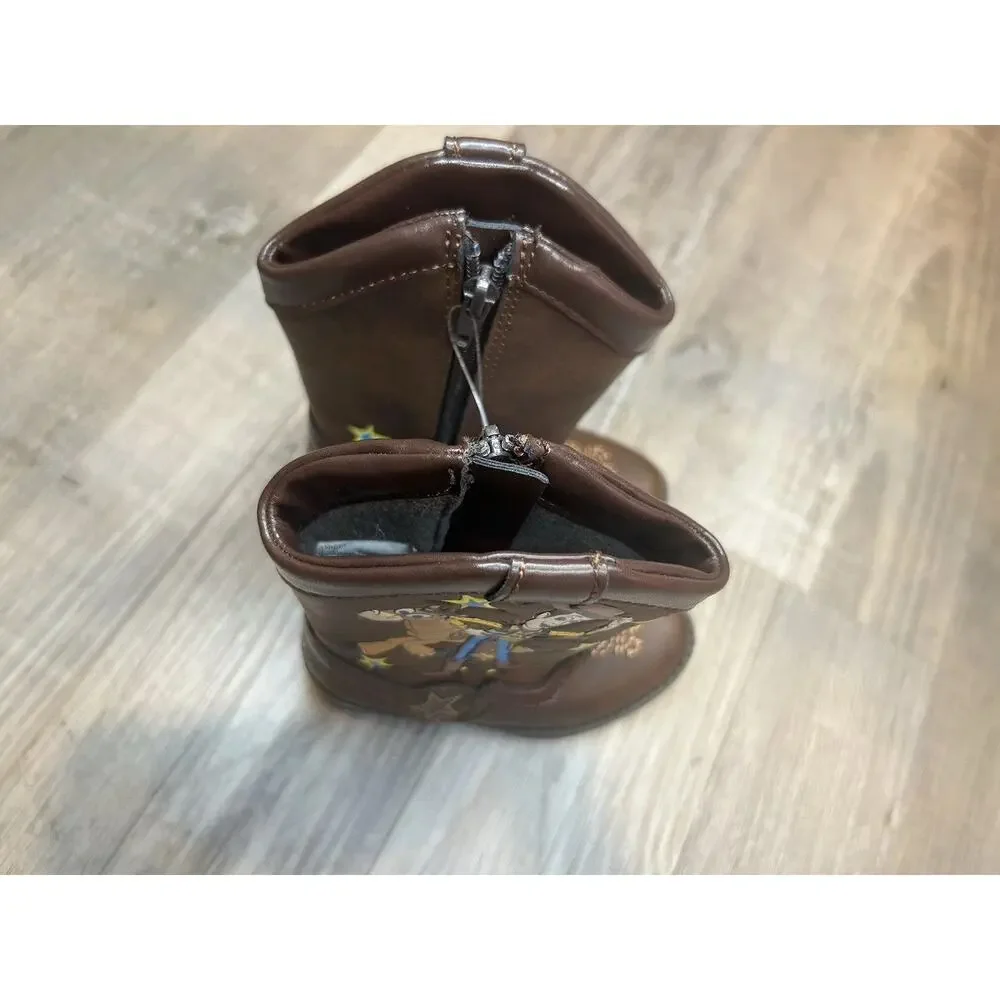 Disney Pixar Toddler Toy Story Woody Pull-on ZIp Up Cowboy Western Boot Brown 5